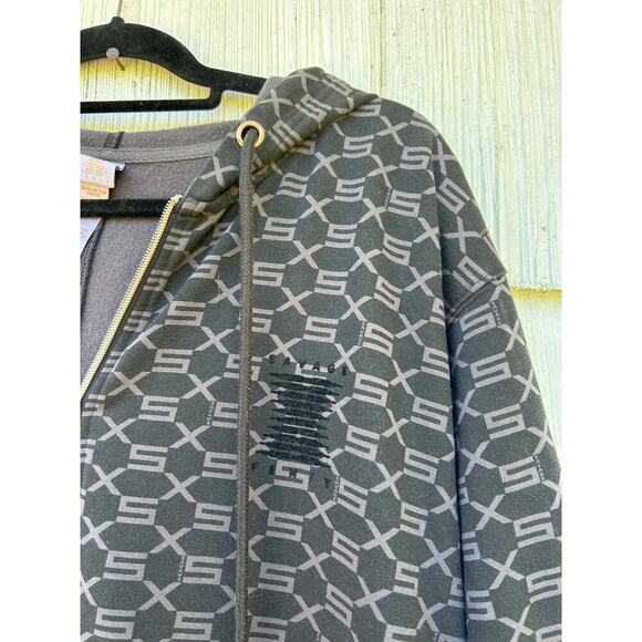 Savage X Fenty Forever Savage Hooded Black Monogram Zip Front Onesie Size 1X - Picture 4 of 9